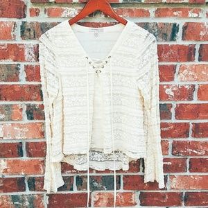 Cream Lace Long Sleeve Blouse